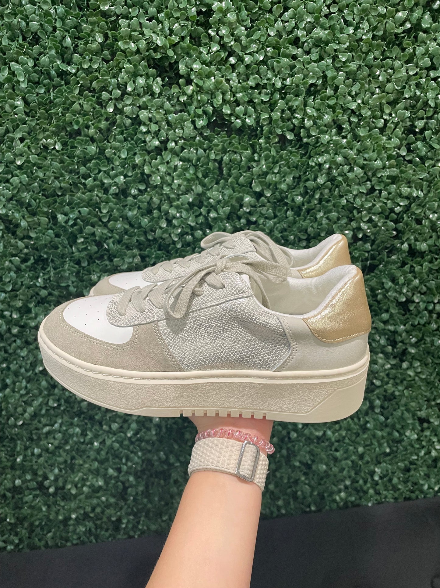 Shushop Silver Snake Sneakers