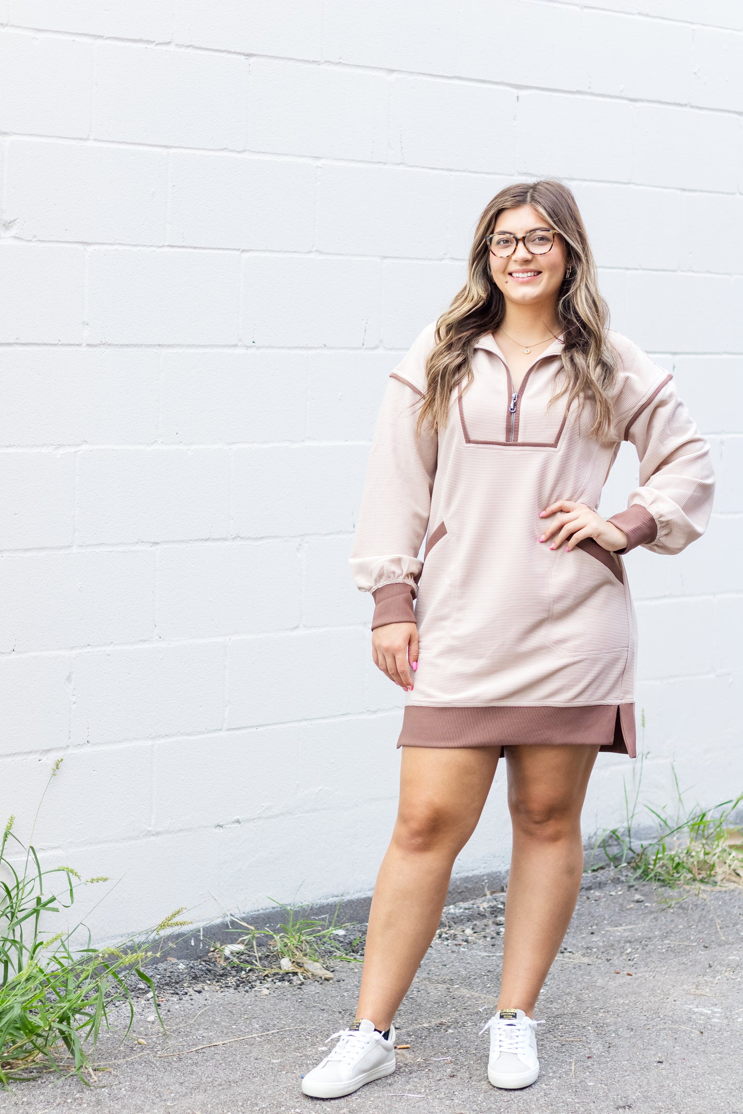 Coffee Run Quarter Zip Dress, Taupe