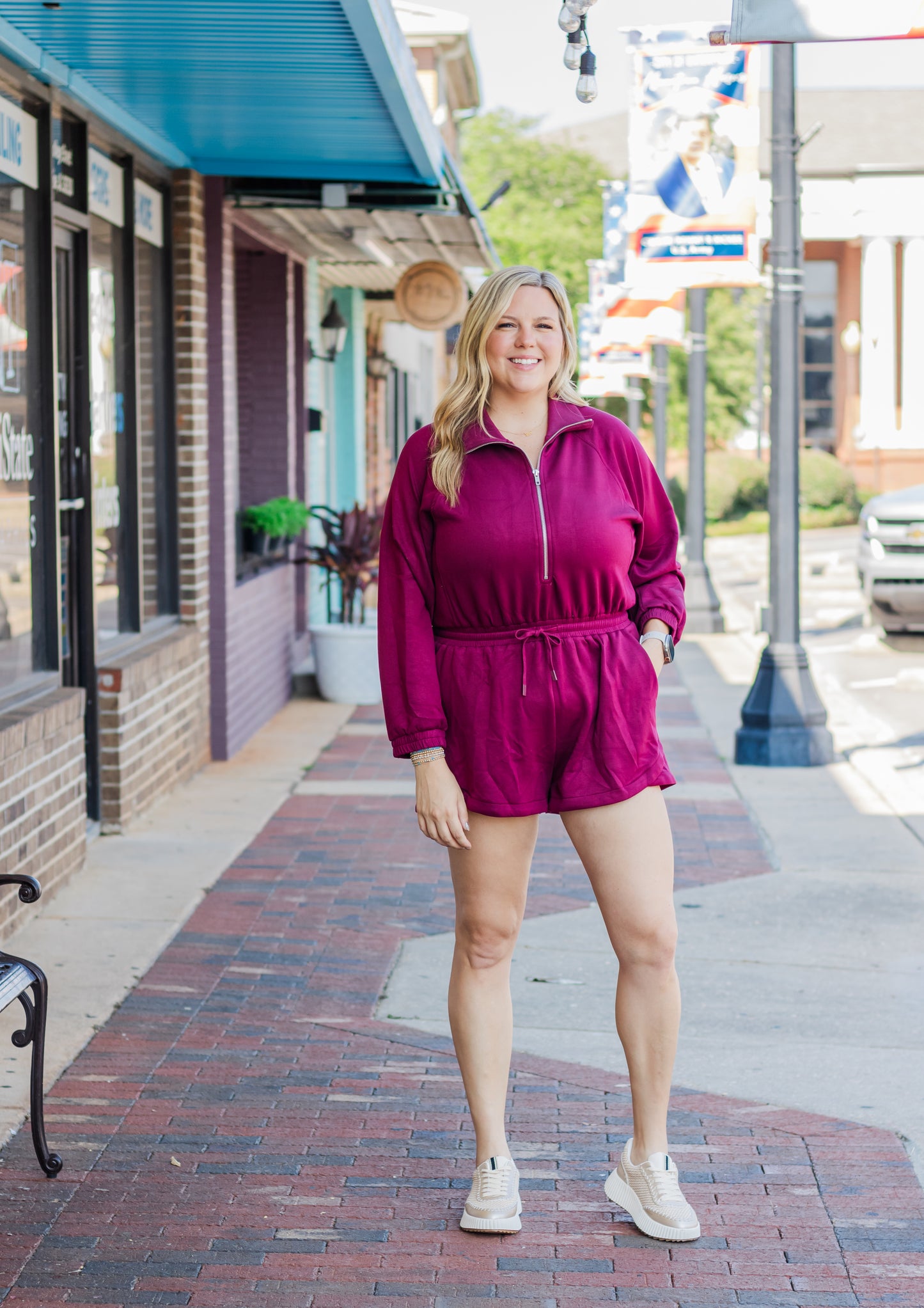 Comfy Girl Romper- Merlot