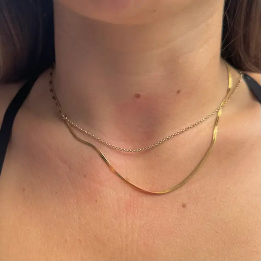 Nikki Smith 3mm Herringbone Gold Necklace