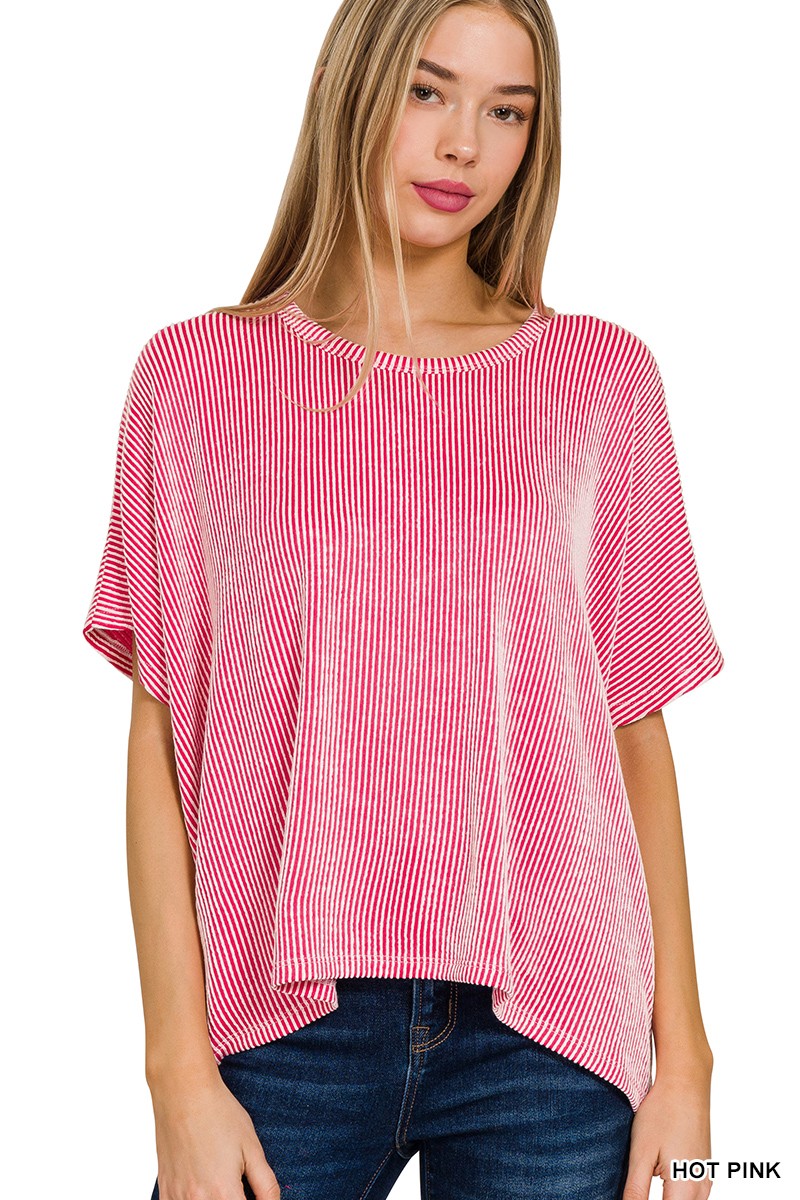 Ribbed Striped Oversized Top