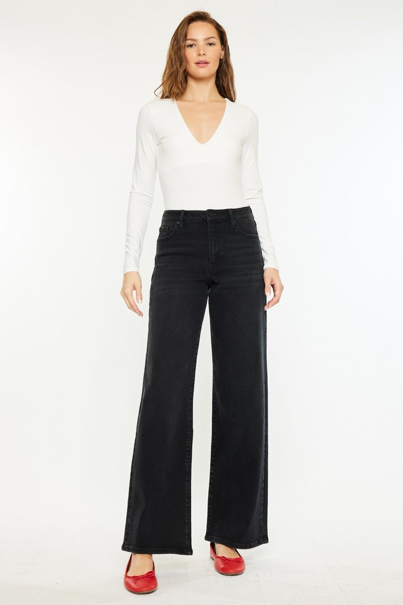 Perfect Shape Black Wide Leg Jeans