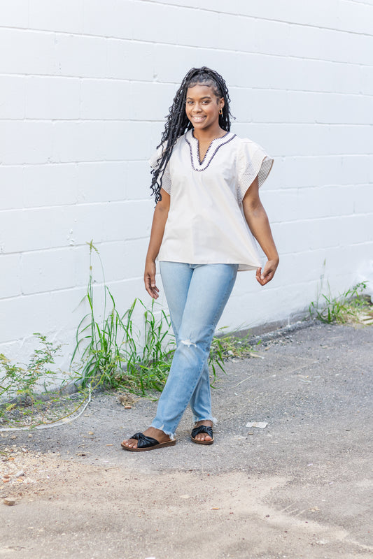 Say Goodbye Flutter Sleeve Top