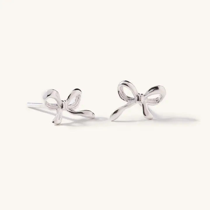 Dainty Bow Studs - Silver