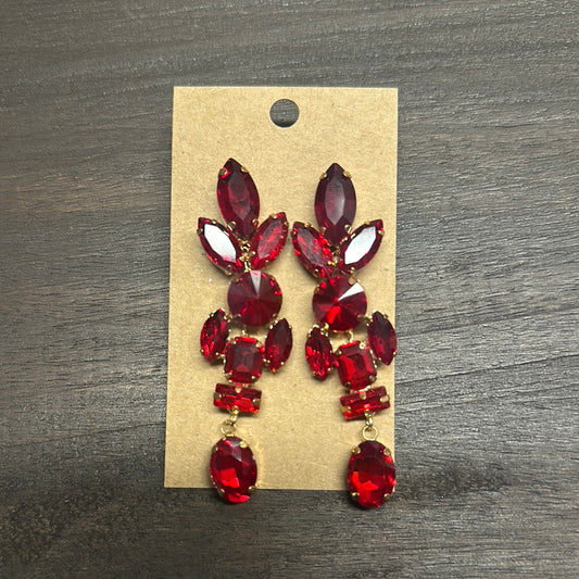 Formal Earrings Red Gold Base Lobster