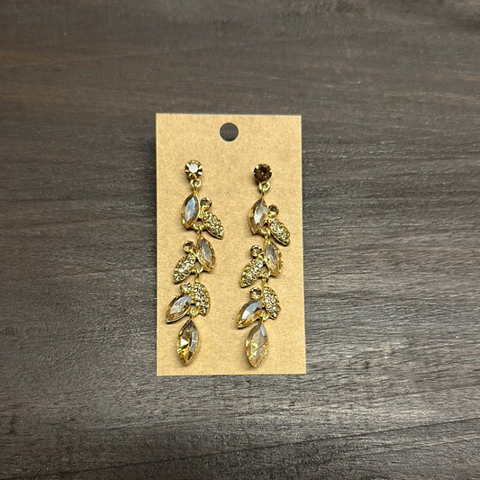 Formal Earrings Gold Leafy