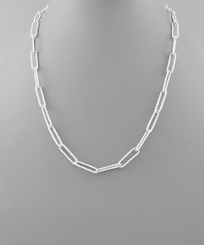 20” Silver Textured Chain Necklace