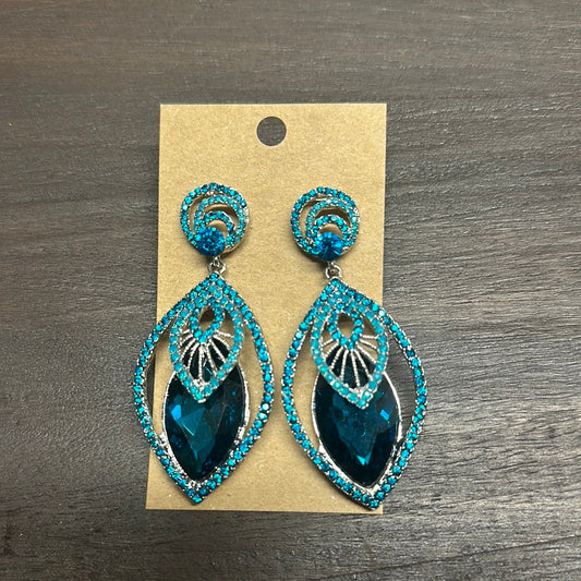 Formal Earrings Deep Turquoise Peacock Style