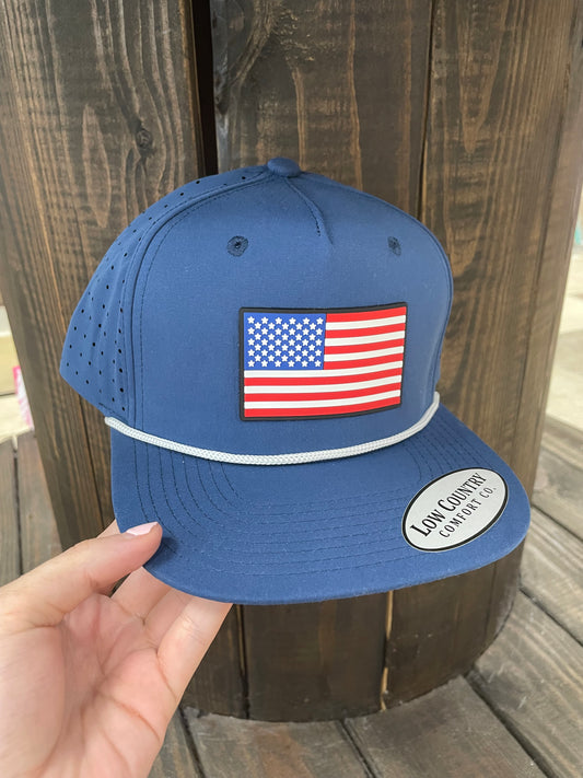 USA Flag Navy Patch Hat