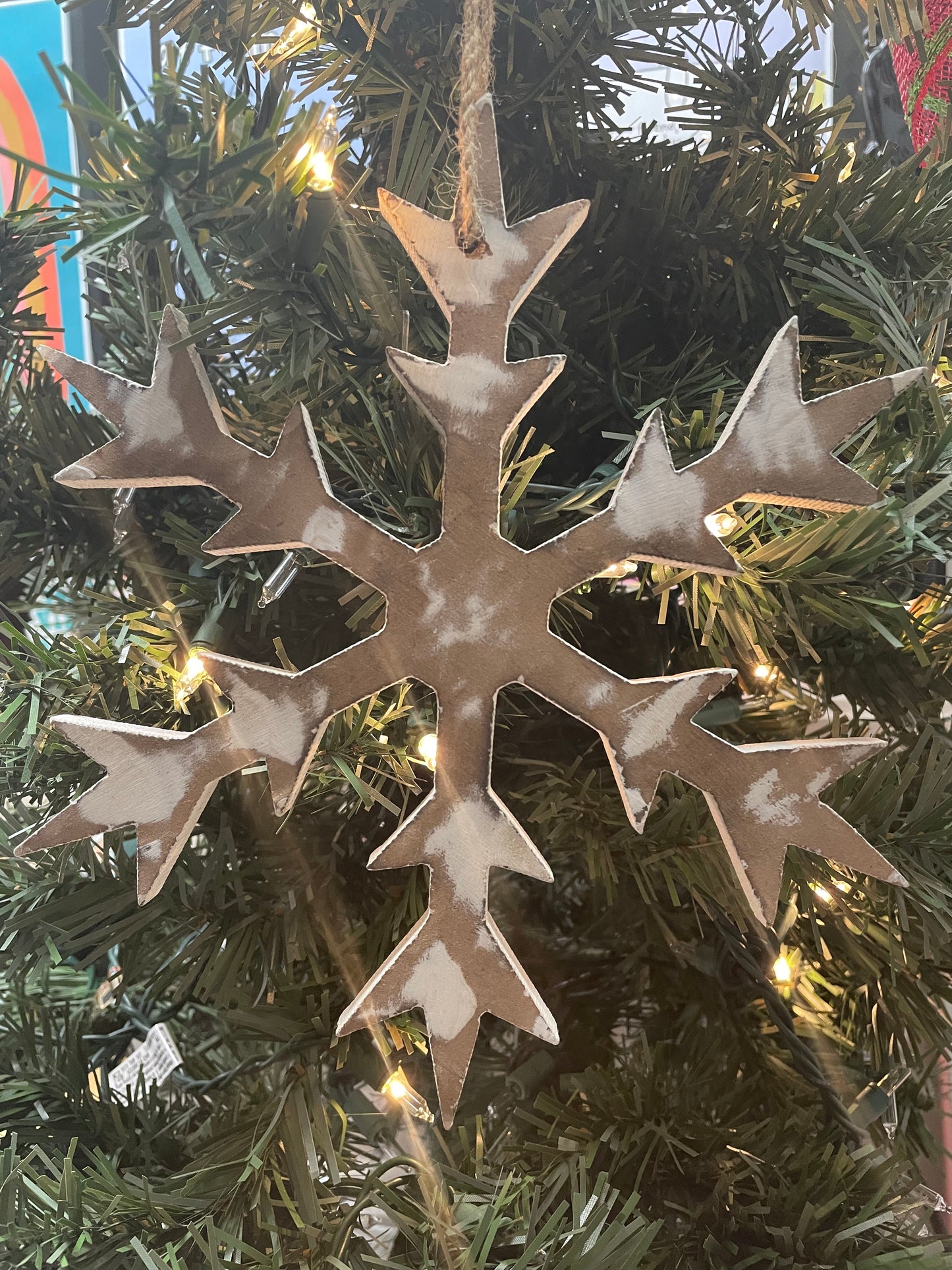 Whitewashed Wooden Snowflake Ornaments