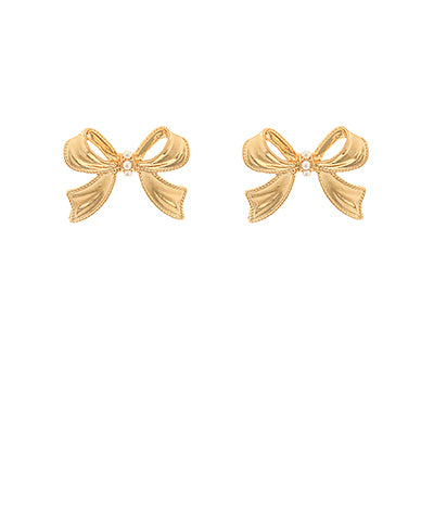 Pearl Center Bow Earrings