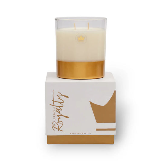 Bourbon Royalty 14oz Boxed Glass Candle- White Linen