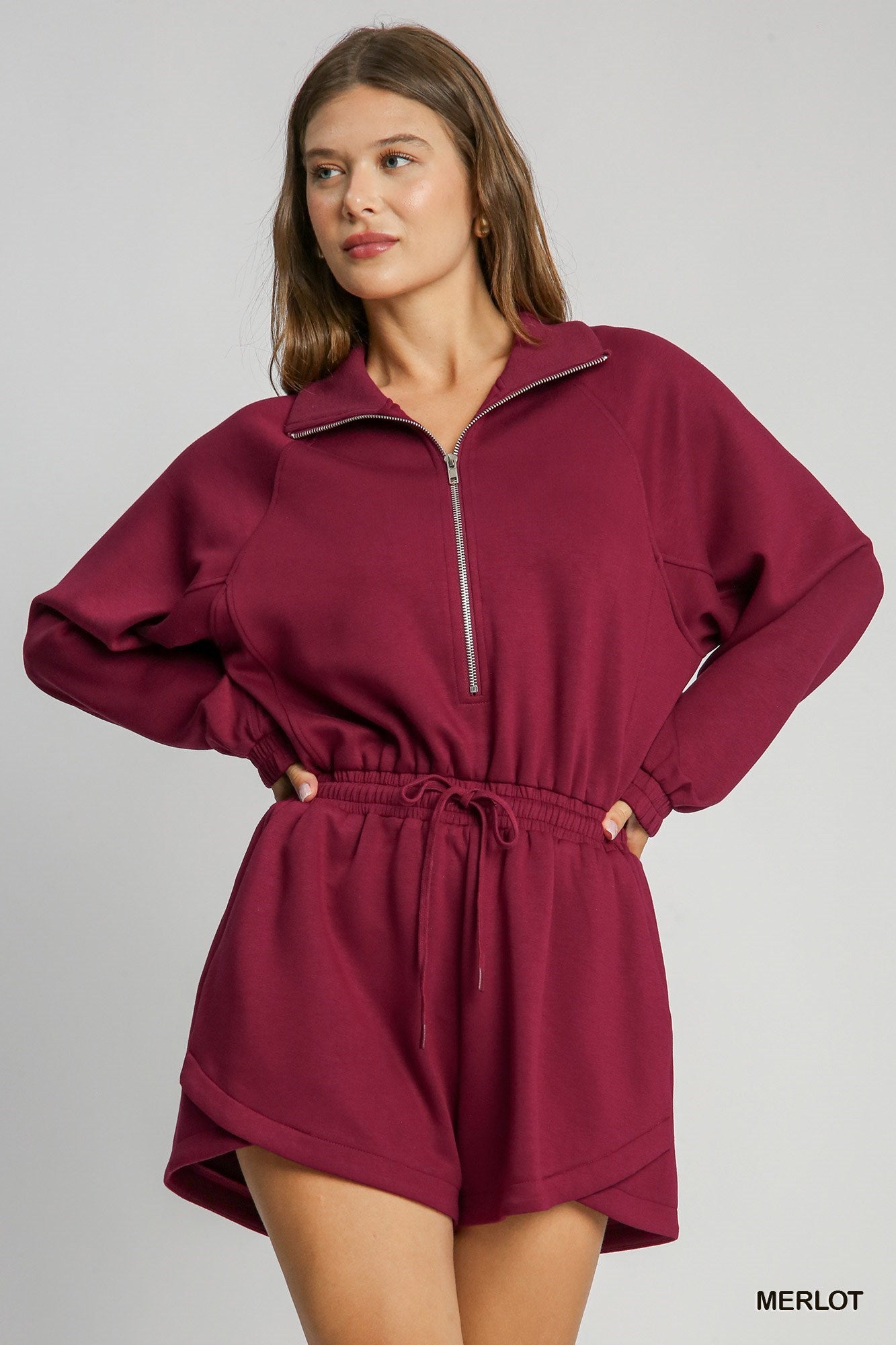 Comfy Girl Romper- Merlot