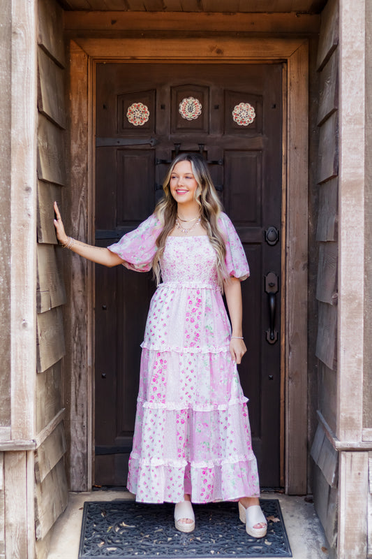 Pink Petals Maxi Dress