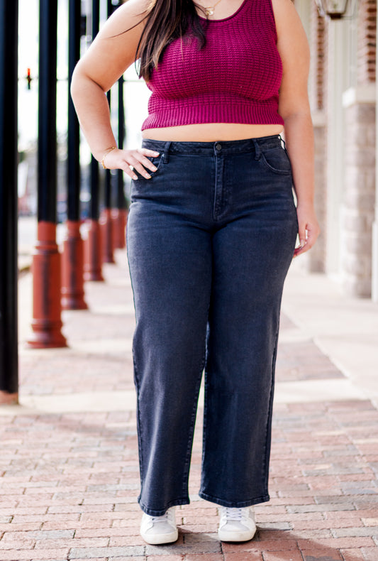 Perfect Shape Black Wide Leg Jeans