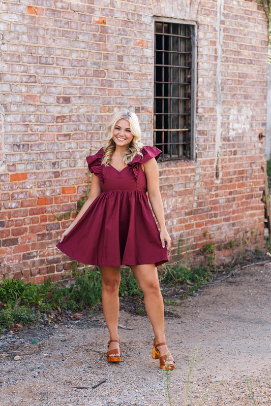 Ready For Kickoff Dress- Maroon