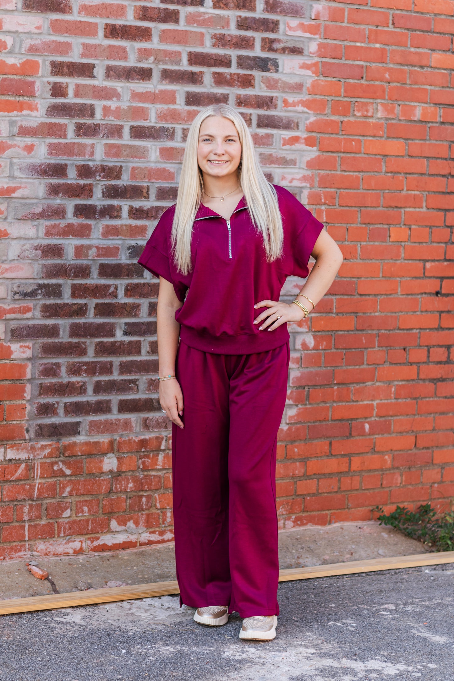 Let's Relax Wide Leg Pants- Merlot