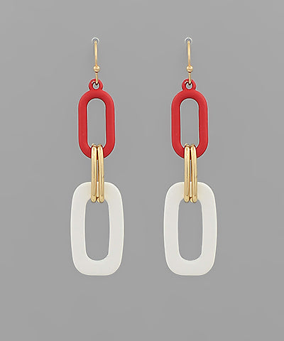 Gameday Link Earrings, Red/White