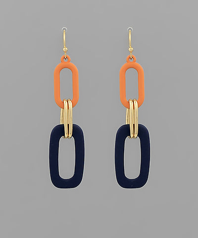 Gameday Link Earrings, Navy/Orange