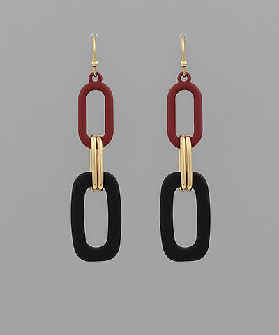 Gameday Link Earrings, Burgundy/Black