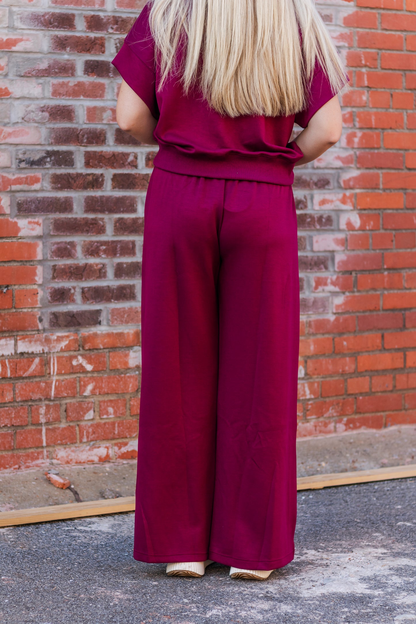 Let's Relax Wide Leg Pants- Merlot