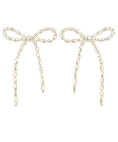 Rice Pearl Bow Earrings