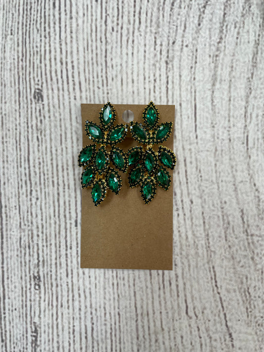 Formal Earrings Clip On Emerald Leafy