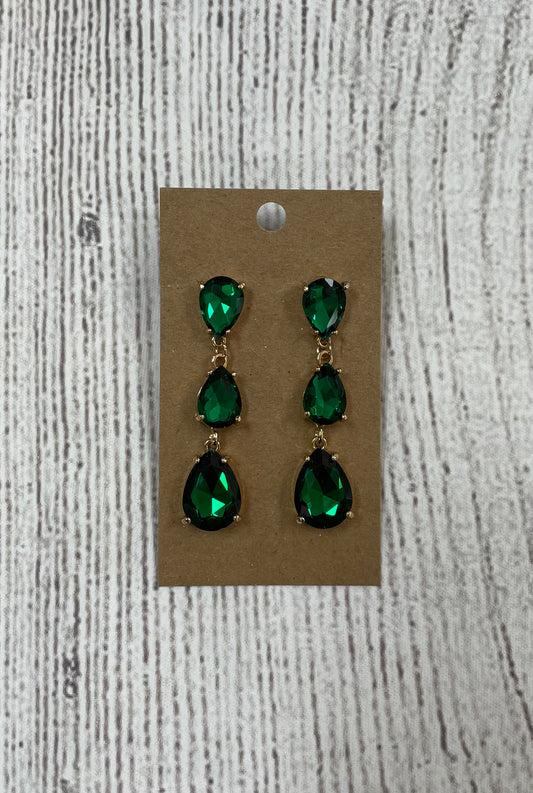 Formal Earrings Emerald Triple Teardrop