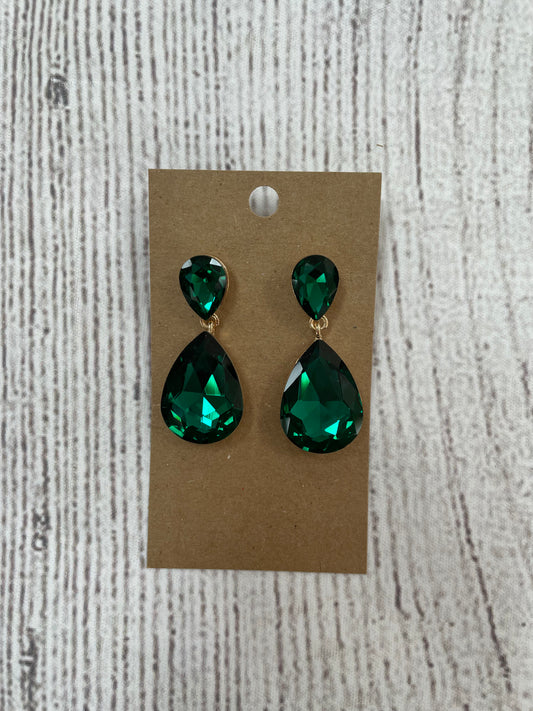 Formal Earrings Emerald Small Double Teardrop