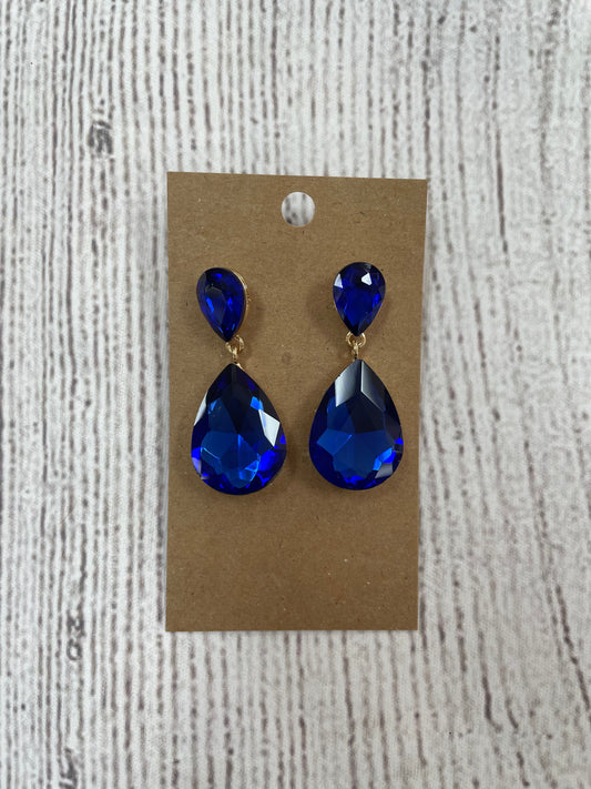 Formal Earrings Blue Small Double Teardrop