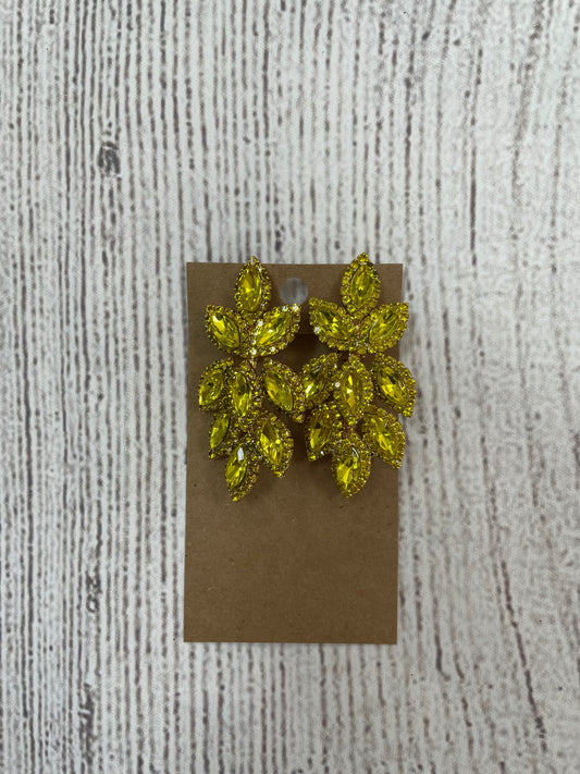 Formal Earrings Clip On Yellow Leafy