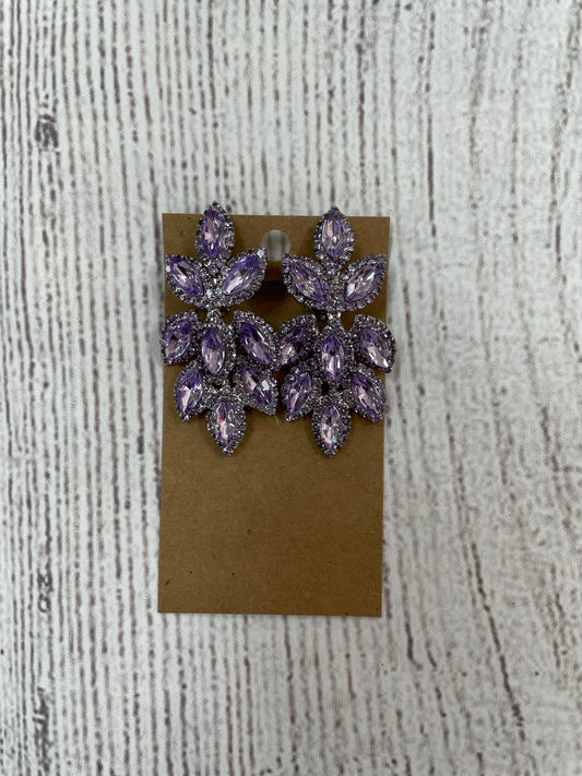 Formal Earrings Clip On Lavender Leafy