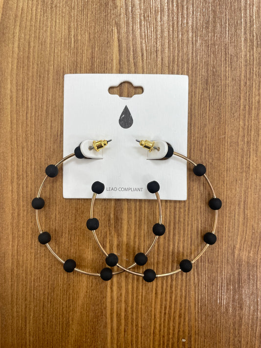 Gold and Black Beaded Hoops