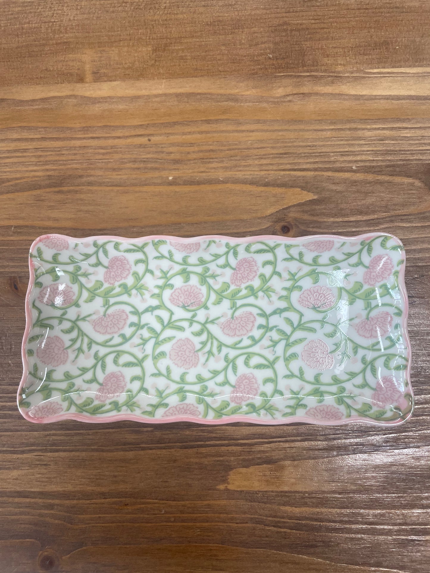 Scalloped Edge Floral Trinket/Jewelry Tray