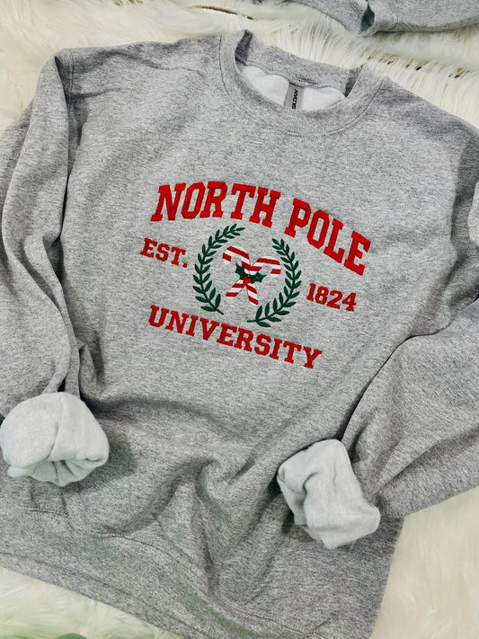 North Pole University Embroidered Sweatshirt