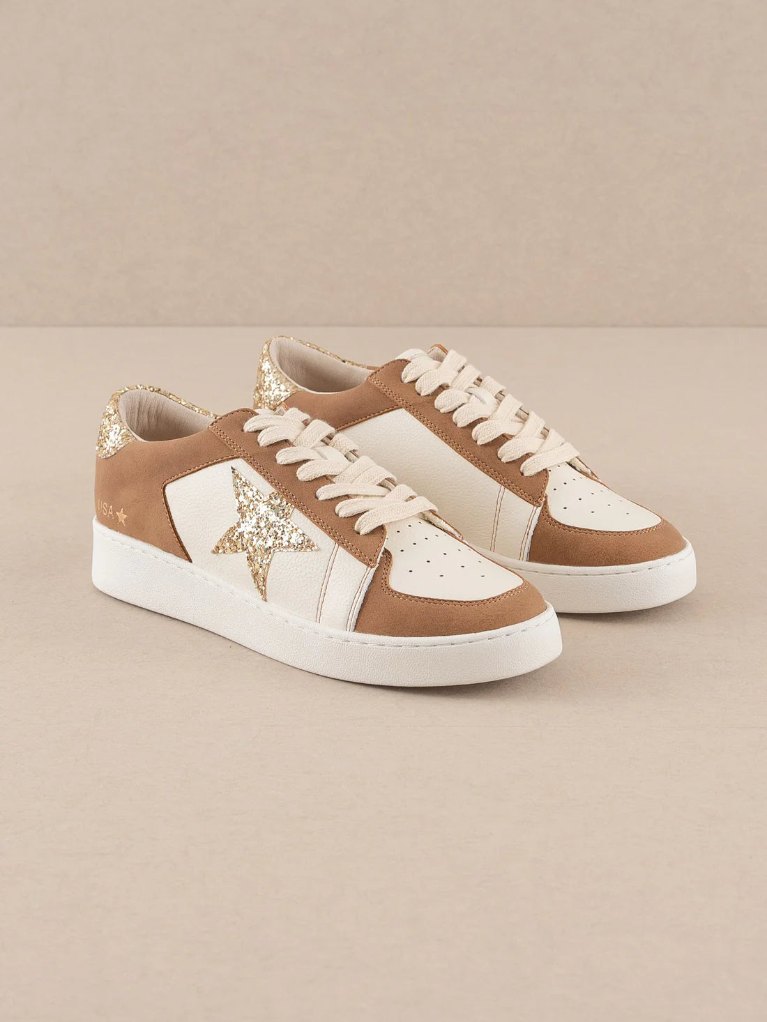 The Liberty - Camel Glitter Star Sneaker