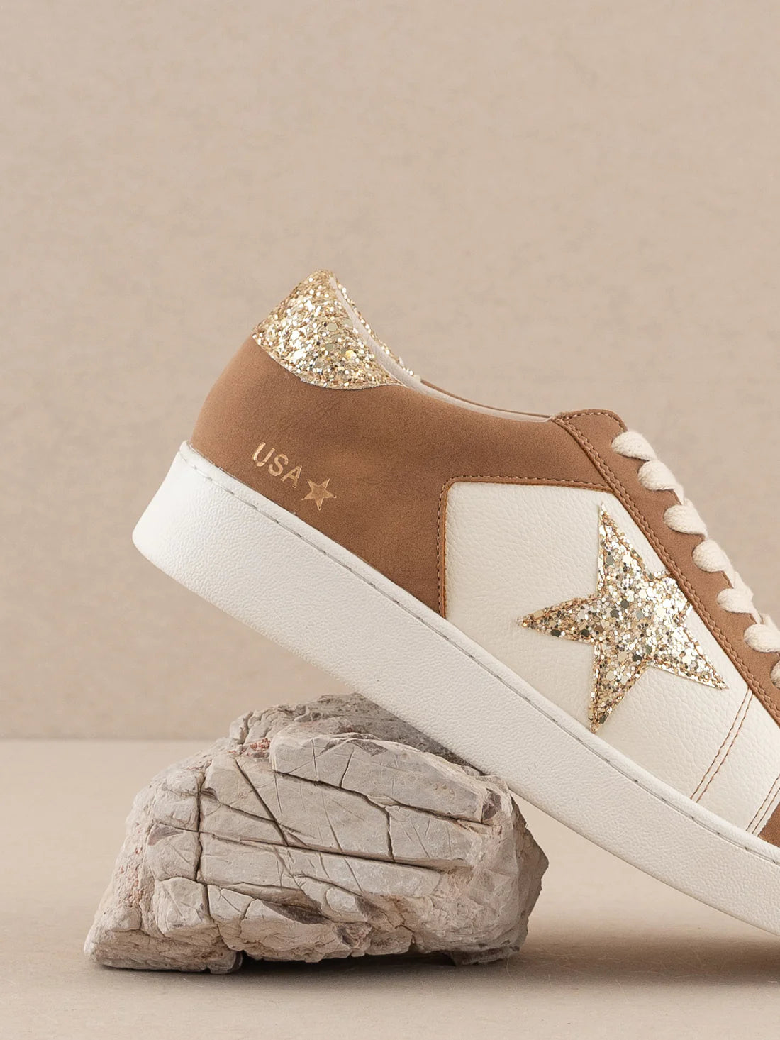 The Liberty - Camel Glitter Star Sneaker