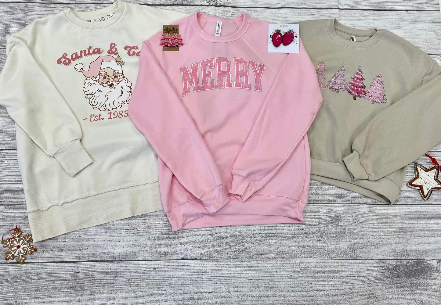 Pink Christmas Tree Crop Sweatshirt