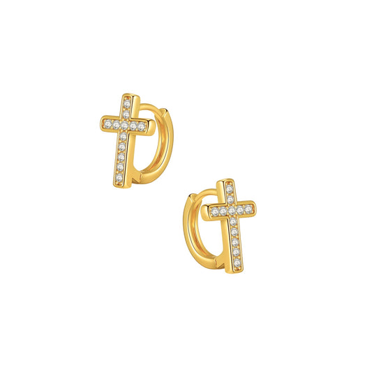 Ellie Vail Ridge Cross Huggie Hoop Earring