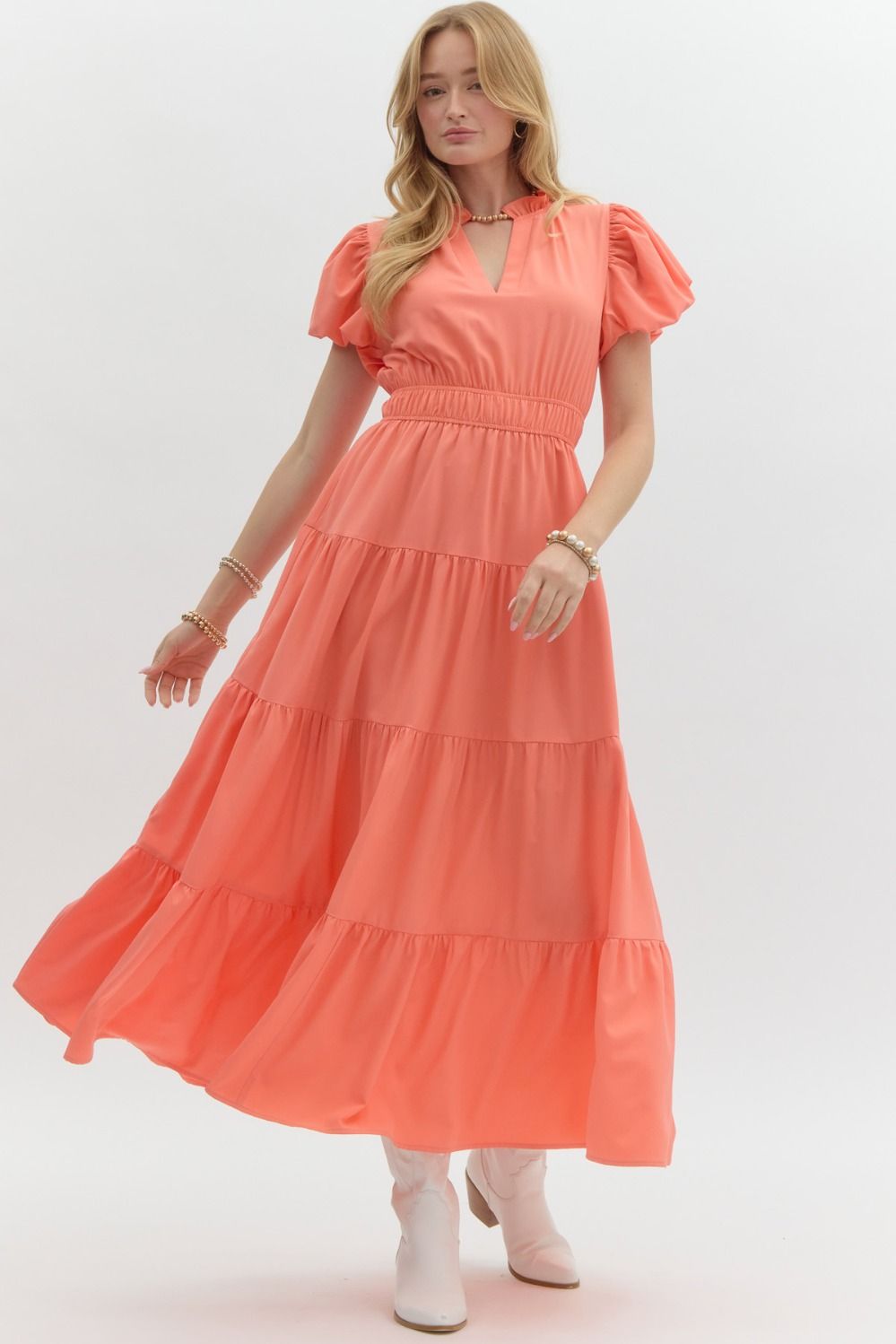 The Kelsey Dress - Coral Peach