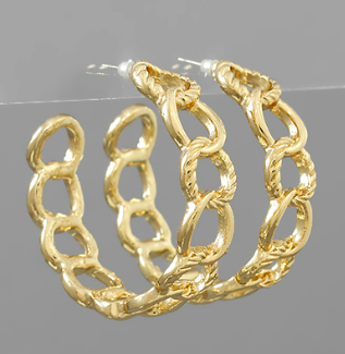 Gold Large Chain Link Hoops