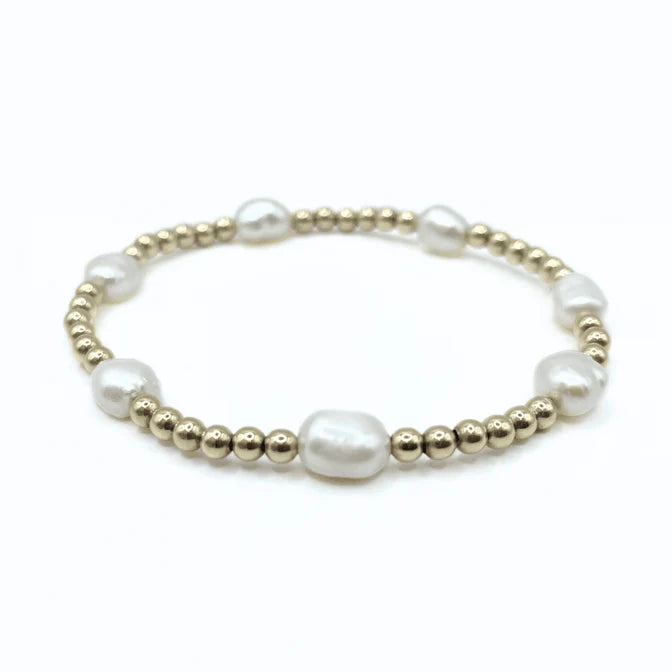 Baroque Patterned Pearl Bracelet in 14k Gold Filled