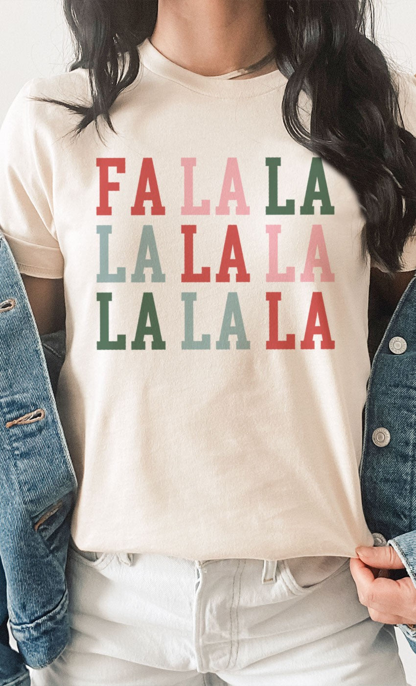 Fa La La Christmas Tee, Cream