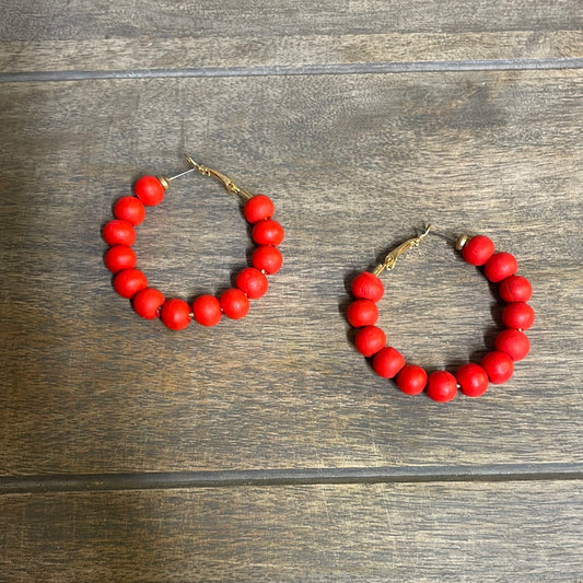 Red Wooden Bead Hooo