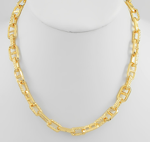 Gold Textured Chain Link Layering Necklace