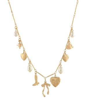 Heart & Bow Gold Charm Necklace