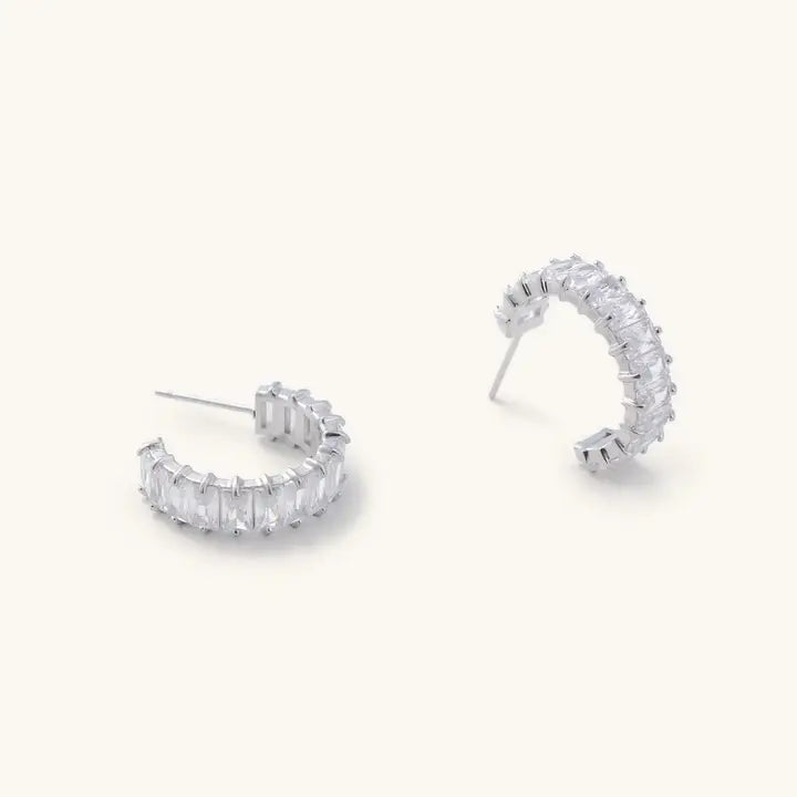 Silver Crystal Shimmer Hoops