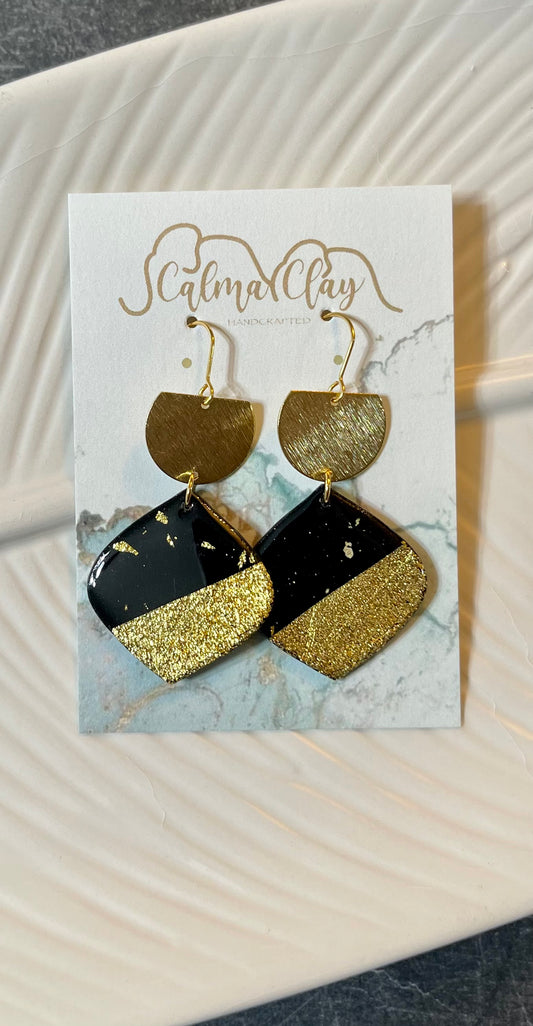 Calma Clay Glitter Double Shape Dangle Earrings