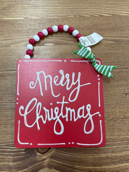 Red Merry Christmas Plaque Ornament